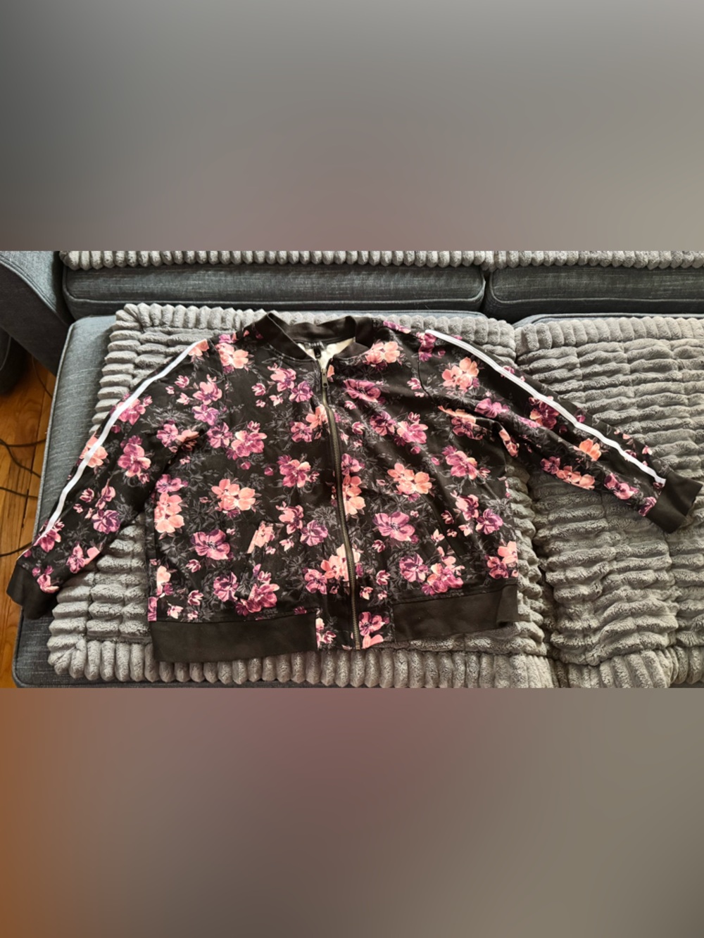 torrid Black Floral Zip-Front Skirt with Pink & Purple Blooms